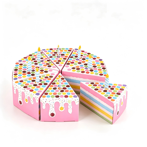 Colorful <b>Cake</b> <b>Slice</b> Packaging Art Paper Candle Decor Custom Size Birthday Desserts Small Gifts <b>Cake</b> <b>Slice</b> Gift <b>Box</b> Set - Product Image 1