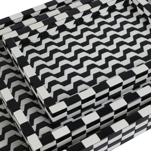 Vassoi decorativi a scacchi con interni ondulati per decorazioni centrotavola, set da 3 pezzi - Product Image 4