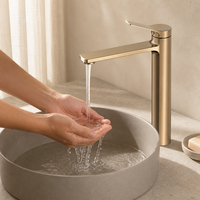 Robinet de lavabo haut de gamme en or brossé moderne, mitigeur de lavabo de luxe, robinets d'eau chaude et froide