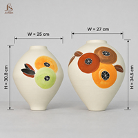 Vase à fleurs en céramique minimaliste Jossin avec motif circulaire peint unique, forme élégante pour la décoration intérieure moderne
