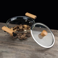 Ensemble de cuisine au design moderne personnalisé, casserole en verre écologique avec longue poignée et double anse pour la cuisine à domicile