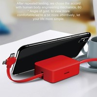 Vente en gros 3-en-1 réutilisable 12V 3A câble de données de charge rapide multifonctionnel écouteur Cube boîte tresse banques d'alimentation Micro-USB