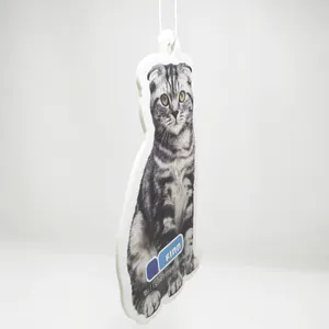 格安プロモーションカスタム猫の形の紙の車の空気清浄ぶら下げ密封されたプラスチック opp 袋