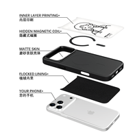 Coque de téléphone AG Feeling Black Edge avec motif gril et queue de cheval pour iPhone 17, 17 Pro Max, 16 Pro, 15, 15 Pro Max, coque magnétique
