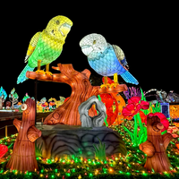 Ensemble de lanternes LED en forme de perroquet géant sur branche d'arbre, oiseaux colorés, imperméables, écologiques, pour festival de la lumière