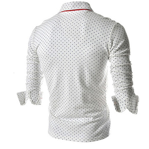 T-Shirt da uomo alla moda Casual tinta unita con stampa a pois con bottoni T-Shirt in cotone T-Shirt stile stile T-Shirt Slim da uomo - Product Image 5