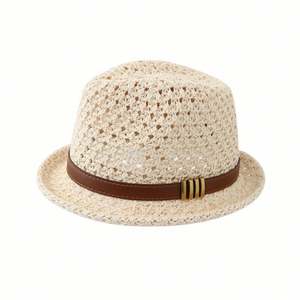 Petit chapeau haut de forme rétro britannique pour femme, chapeau de soleil d'été pour la plage, style jazz élégant, chapeau Fedora décontracté pour homme - Product Image 4