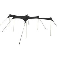 Tente de fête de plage de grande taille 6 poteaux en aluminium de luxe imperméable UV 50 + Lycra auvent avec abri solaire de sac de sable