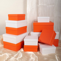 Cajas de Regalo Rígidas con Tapa y Base Cuadradas, Color Naranja y Blanco, para Ropa, Sombreros, Zapatos, Bolsos, Cosméticos, Joyería