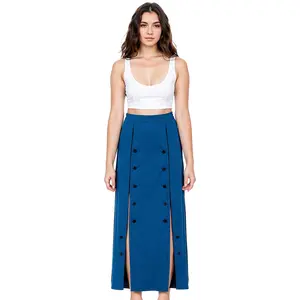OLAESA 2024 New Design Pleated Midi Skirt Summer Casual Ladies Skirt For Women