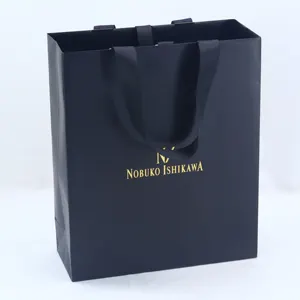 OEM Design Boutique Shopper Luxury Fashion Jewelry Fashion Accessories Packaging Display Logo Printed black Paper Bags