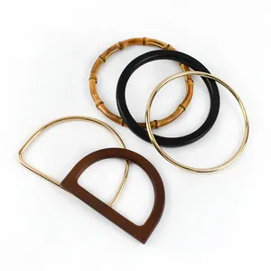 Meetee BK094 Handbag Wallet Handle Replacement DIY Bag Handmade Accessories Ring D-shaped Alloy Wood Handle