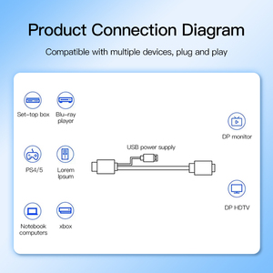 Câble adaptateur Mindpure 2m pour DP, alimentation USB, <span class=keywords><strong>4K</strong></span>/60Hz, gaine en PVC, tressé plaqué or pour moniteurs d'ordinateur, projecteur, HDTV - Product Image 5