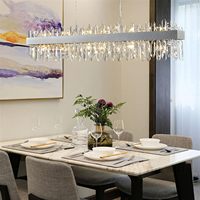 Lustre en cristal Îlot de cuisine Lampe suspendue moderne Salle à manger Lumière argentée