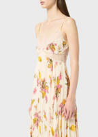 Robe longue sexy à bretelles spaghetti, imprimée, avec patchwork de dentelle et découpes, sans manches, dos nu, motif floral, coupe ajustée pour femme, idéale pour les fêtes et les vacances