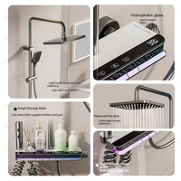 Usine directe en gros salle de bain robinet système de douche 4 fonctions affichage numérique pluie Piano Style pistolet gris lumière jet doux