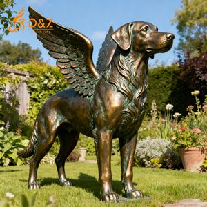 Groupe d'art D&Z Statues en bronze créatives Statues d'animaux de dessin animé <span class=keywords><strong>pour</strong></span> la décoration de jardin Statues de chien ange <span class=keywords><strong>pour</strong></span> les pierres tombales commémoratives - Product Image 5
