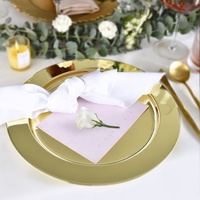 Assiette de présentation ronde Tianxing en acier inoxydable or rose et argent, réutilisable, de luxe, pour mariage, vente en gros