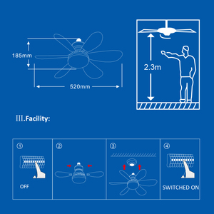 Ổ Cắm Không Khí Không Dây Quạt Trần Với Điều Khiển Từ Xa 2000 Lumens 3 Tốc Độ Quạt 3 Ánh Sáng Cài Đặt Cho Khách Ăn Uống Không Gian Làm Việc - Product Image 6