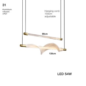 Bán buôn thiết kế hiện đại <span class=keywords><strong>LED</strong></span> dài loại Thiết kế <span class=keywords><strong>LED</strong></span> Chandelier whitenet Đen 98cm treo chiếu sáng lịch thi đấu - Product Image 6