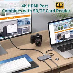 Ult-đoàn kết Type-C 8 trong 1 cổng <span class=keywords><strong>USB</strong></span> HUB 2.0 3.0 đa chức năng <span class=keywords><strong>Adapter</strong></span> <span class=keywords><strong>USB</strong></span>-C Hub Splitter cho máy tính xách tay Máy tính để bàn Màn hình máy tính - Product Image 4