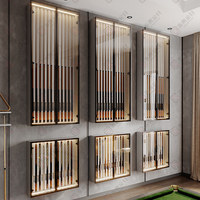 Armoire de rangement pour queues de billard, armoire murale suspendue avec vitrine en verre et panneau artificiel pour salle de billard, salle de membres