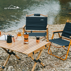 Silla de camping CAMPOUT, silla plegable de aleación de aluminio para exteriores, silla de jardín, playa, pesca, 54x54x64cm, negra y roja - Product Image 1