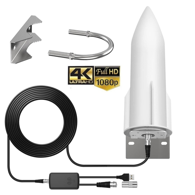 High-Gain 20m Cable Indoor Digital TV Rocket Barrel Antenna HDTV DVB-T2 ATSC 75 Impedance YiYunTonh Roof Mounting Ground Wave