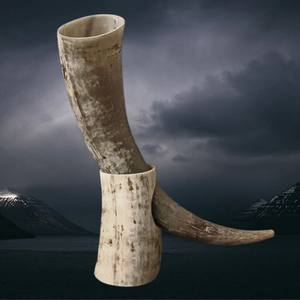 Everlasting Love Ceremonial Drinking Horn with Stand Natural Viking Drinking Horn Mug Medieval with Wooden Iron - Product Image 5