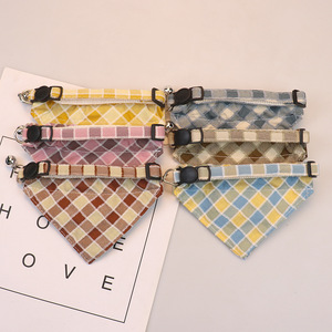Collier bandana réglable à carreaux pour animaux de compagnie avec nœud, élégant foulard triangulaire pour chats et petits chiens, commande en gros disponible - Product Image 2