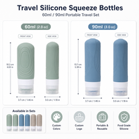 Ensemble de 18 flacons de voyage en silicone et accessoires, contenants de toilette rechargeables de 90 ml et pochette transparente pour le voyage