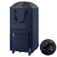 Grand panier à linge roulant avec 4 roulettes et 2 poignées, pliable, autoportant, sac à linge à roulettes