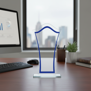 Trofeo in Vetro Rotondo 120x40x205 mm, Targa Premio in Acrilico Trasparente - Product Image 3