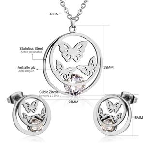 ชุดเครื่องประดับคู่รัก ผีเสื้อคริสตัลชุบทองสแตนเลสสตีล สำหรับงานแสดง - Product Image 4