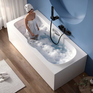 Baignoire autoportante blanche au design moderne, baignoire en acrylique indépendante pour la maison et l'hôtel - Product Image 2