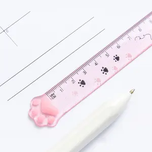 Regla de 15cm, accesorios Kawaii, suministros escolares, herramientas de dibujo Diy, Regla, lindo Animal, estudiante, reglas de papelería coreanas transparentes