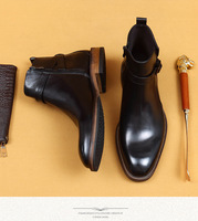 Bottes d'hiver décontractées en cuir véritable pour hommes, chaussures de marche et de conduite, chaussures habillées et Richelieu pour hommes, bottines de bureau