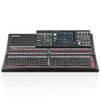 Console audio professionnelle 32 entrées, disposition en pont, égaliseur physique, boutons, système d'exploitation Linux, effets DSP doubles pour stade