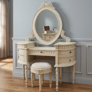 Modern Century Mahogany Solid Wood Bedroom Vanity Antique Style White Finish for Home Use - Product Image 2