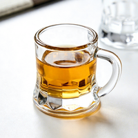 Mini Chopes à Bière Gaufrées Écologiques, Lavables au Lave-Vaisselle, avec Logo Personnalisé, en Verre Transparent avec Poignée, Idéales pour Whisky, Cocktails, Soju, Sake, Bar à Domicile