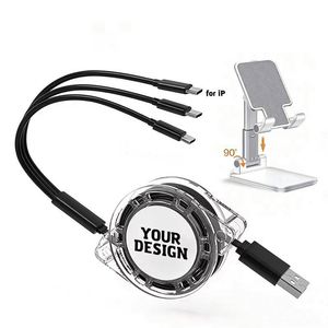 Gift Wholesale Retractable Usb Charging Pure Copper Logo 3-In-1 <b>Multi</b> <b>Charger</b> Cable Custom Promotional Gifts - Product Image 1