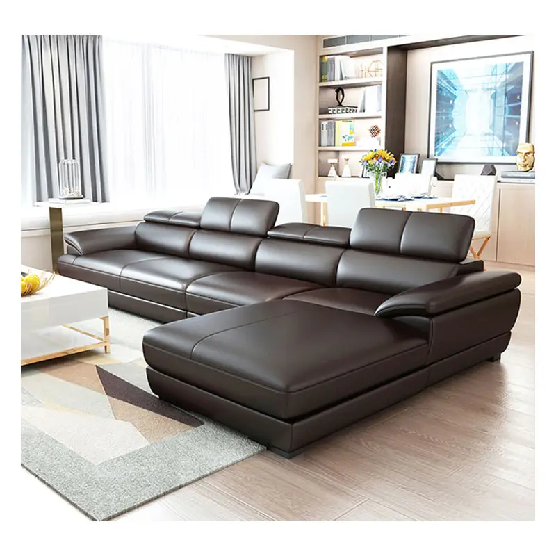 2024 new model sofa High-end Living Room Furniture artificial leather retro black 1-3 seat genuine leather sofa