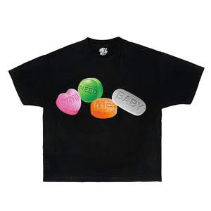 T-Shirt Oversize con Grafica Candy, Collo Tondo, Manica Corta, 100% Cotone Jersey, Stile Streetwear per Uomo - Product Image 1