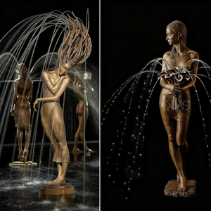 Statua <span class=keywords><strong>Fontana</strong></span> Moderna in Bronzo a Grandezza Naturale di Ballerina Danzante, Figurina 3D Fusa a Mano con Stampa Offset, Arte di Moda - Product Image 2
