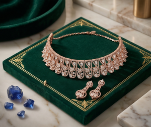 DIVYORO Conjunto de Gargantilla de Circones en Oro Rosa de Inspiración Vintage, Joyería Tradicional Chapada en Oro para Mujer, para Bodas y Festivales - Product Image 2
