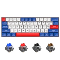 Portable 60% Mechanical Gaming Keyboard LED Backlit 61 Keys Mini Wired Office Gaming Keyboard Blue Switch for Laptop PC