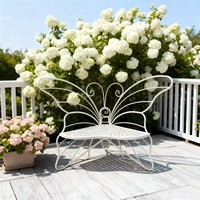Banc de jardin en métal antique avec motif papillon, décoration extérieure pour patio et parc, fabriqué en Chine