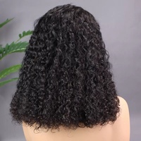 Perruque Bob Jerry Curl en Cheveux Humains Transparente 13*4 Courte Bouclée Modèle A-60 Mécanisme