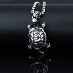 Collar De Pareja De Acero Inoxidable Stainless Steel Small Turtle Pendant Necklace for Couple Men Women Inspirational Letter - Product Image 4