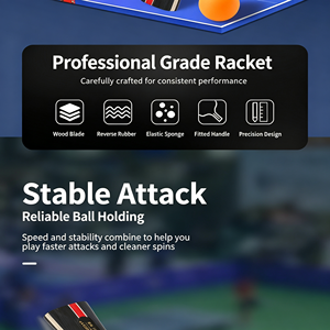 Professional Table Tennis Racket 1-Ply Wood Carbon Layer <b>Long</b> Pimples Tacky Inverted 1.8mm <b>Sponge</b> Anatomic <b>Handle</b> Balanced - Product Image 5